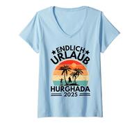 Womens Hurghada 2025 Holiday Palm Trees Travel Outfit Egypt V-Neck T-Shirt