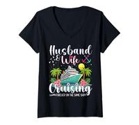 Women's Husband and Wife Cruising Forever on The Same Ship Matching V-Neck T-Shirt