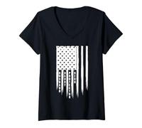 Womens Husband Daddy Protector Hero American Flag 4th Of July Men V-Neck T-Shirt