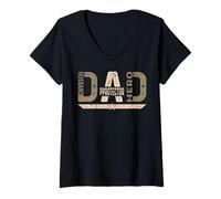 Womens Husband Daddy Protector Hero Fathers Day For Dad Wife V-Neck T-Shirt