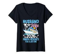 Women's Husband & Wife 2026 Making Memories for A Lifetime Cruise V-Neck T-Shirt
