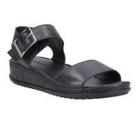 Hush Puppies Ellie Womens Black Slingback Wedge Heeled Buckle Sandals