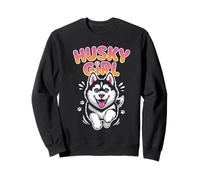 Womens Husky Girl Cute Cartoon for Pet Siberian Dog Owners Sweatshirt