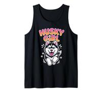 Womens Husky Girl Cute Cartoon for Pet Siberian Dog Owners Tank Top