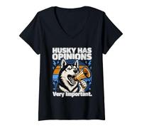 Women's Husky Has Opinions Very Important V-Neck T-Shirt