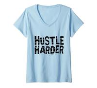 Womens Hustle Harder V-Neck T-Shirt