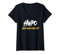 Womens HWPO Hard Work Pays Off Motivate and Hustle V-Neck T-Shirt