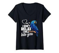 Womens Hyacinth Macaw Birdkeeping Bite You Hyacinth Macaw V-Neck T-Shirt