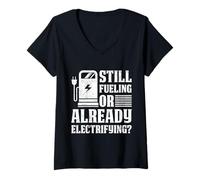 Womens Hybrid Car TANKST DU NOCH ODER FÄHRST SCHON Environmental V-Neck T-Shirt