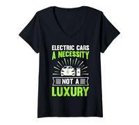 Womens Hybrid ELECTRIC CARS A NECESSITY NOT A LUXURY E-cars V-Neck T-Shirt