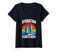 Women's Hydration Starts Here Water Treatment Plant Operator V-Neck T-Shirt