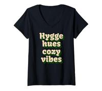 Womens Hygge Inspired Cozy Vibes Calm Living Lifestyle V-Neck T-Shirt