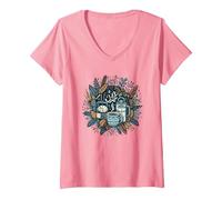 Women's Hygge Time - Enjoying Simple Things in Life V-Neck T-Shirt, Pink, X-Large