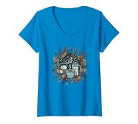 Women's Hygge Time - Enjoying Simple Things in Life V-Neck T-Shirt, Sapphire Blue, X-Large