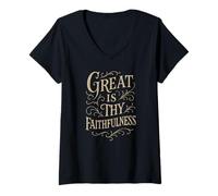 Womens Hymns - Great is Thy Faithfulness - Christian Praise Worship V-Neck T-Shirt