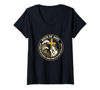 Womens Hymns Rock of Ages - Christian Hymn Reformed Theology Faith V-Neck T-Shirt