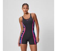 Speedo Women's Hyperboom Splice Muscleback Legsuit Swimming Costume Black Size 36" Approx UK 12