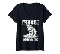 Women's Hyperfocused On The Wrong Thing ADHD Neurodiversity Humor V-Neck T-Shirt
