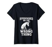 Women's Hyperfocused On The Wrong Thing ADHD Neurodiversity Humor V-Neck T-Shirt