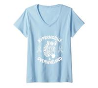 Women's Hypermobile & Overwhelmed - EDS Awareness V-Neck T-Shirt, Baby Blue, X-Large