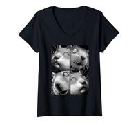 Womens Hypnotic Hamsters Weird Eyes Weirdcore Horror Halloween Pet V-Neck T-Shirt