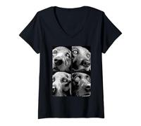 Womens Hypnotic Labrador Retrievers Weird Eyes Weirdcore Halloween V-Neck T-Shirt