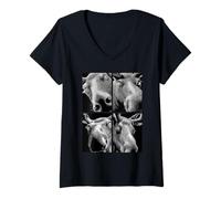 Womens Hypnotic Moose Weird Eyes Horror Weirdcore Spooky Halloween V-Neck T-Shirt