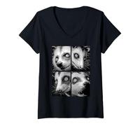 Womens Hypnotic Opossums Weird Eyes Odd Weirdcore Spooky Halloween V-Neck T-Shirt