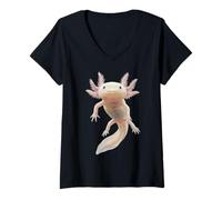 Womens Hypomelanistic Axolotl - Pale Morph Science Lovers V-Neck T-Shirt