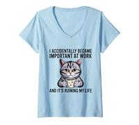 Women's I Accidentally Became Important At Work Funny V-Neck T-Shirt