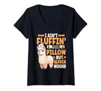 Women's I Ain't Fluffin' Your Pillow But Alpaca Would Llama Nurse V-Neck T-Shirt