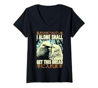 Womens I Alone Shall Get This Bread Pigeon Japanese V-Neck T-Shirt