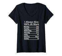 Womens I Always Give 100% at Work Funny Office Humor V-Neck T-Shirt