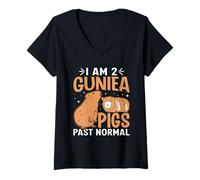 Women's I Am 2 Guinea Pigs Past Normal - Cavy Pets Guinea Pig Lover V-Neck T-Shirt