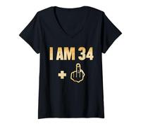 Womens I am 34 plus 1 funny 35th birthday 1985 1986 V-Neck T-Shirt