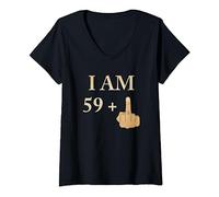 Womens I am 59 plus 1 funny 60th birthday 1960 1961 V-Neck T-Shirt