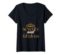 Womens I Am 70 And Fabulous Extraordinary Fabulous V-Neck T-Shirt