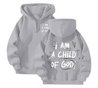 Womens I Am A Child of God Comfort Cute Couple Hoodies Casual Zipper 2025 Goth with Hood Outfits for Teens Christian Loose Fit Jesus Sporty Graphic Tops Clothes Fall Backwoods Workou Light Gray
