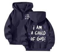 Women's I Am A Child of God Cute Hoodies Loose Fit Sporty with Hood Pullover Sweatshirts Graphic 2025 Zipper Casual Jesus Christian Tops Goth Hooded Workou Lightweight Y2K Funny Fall Navy