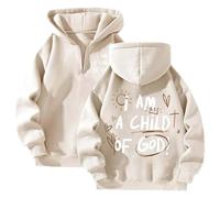 Women's I Am A Child of God Cute Hoodies Loose Fit Sporty with Hood Pullover Sweatshirts Graphic 2025 Zipper Casual Jesus Christian Tops Goth Hooded Workou Lightweight Y2K Funny Fall Beige