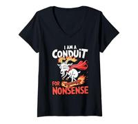 Womens I Am A Conduit For Nonsense Funny Goat Family V-Neck T-Shirt