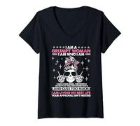 Womens I Am A Grumpy Woman I Am Who I Am I Have Anger Issues Funny V-Neck T-Shirt