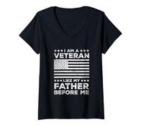 Womens I Am A Veteran Like My Father Before Military US Army V-Neck T-Shirt