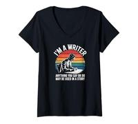 Women's I Am A Writer Anything You Say Story Writing V-Neck T-Shirt
