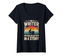 Women's I Am A Writer Anything You Say Story Writing V-Neck T-Shirt