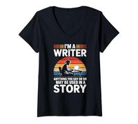 Women's I Am A Writer Anything You Say Story Writing V-Neck T-Shirt