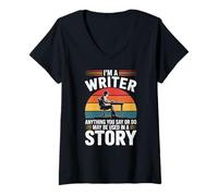 Women's I Am A Writer Anything You Say Story Writing V-Neck T-Shirt