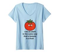 Women's I am an Adult in the Same Way that a Tomato is a Fruit V-Neck T-Shirt