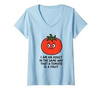 Women's I am an Adult in the Same Way that a Tomato is a Fruit V-Neck T-Shirt