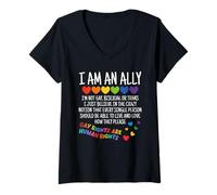 Womens I Am An Ally I'm Not Gay Bisexual Or Trans LGBT Pride Month V-Neck T-Shirt